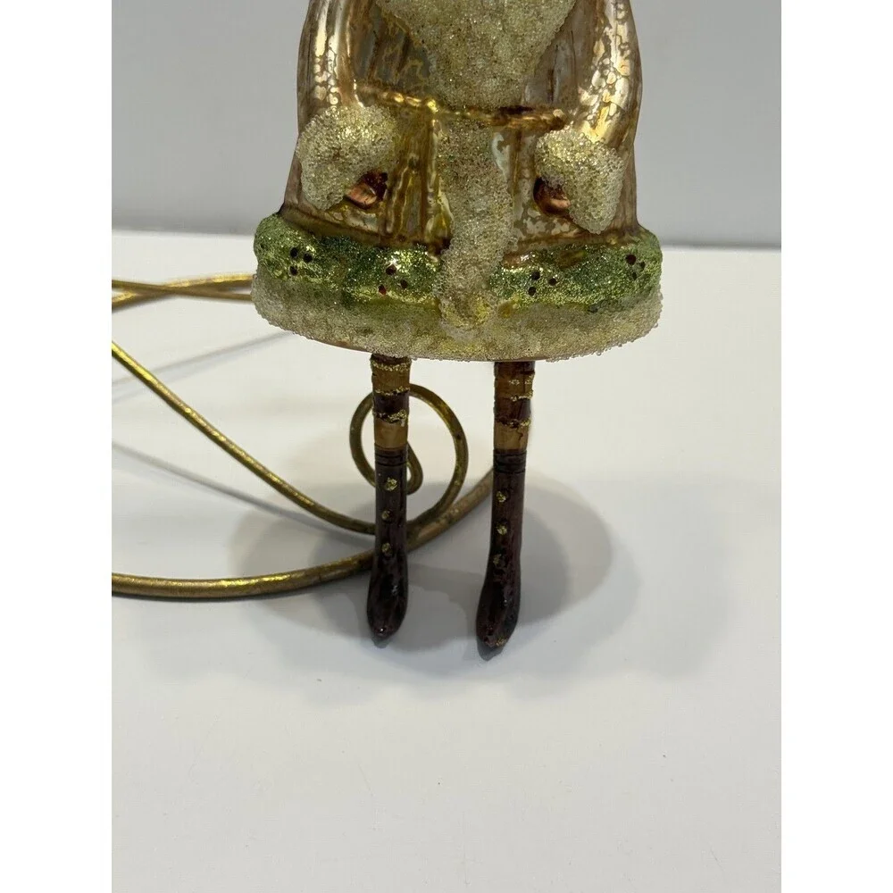 Vintage Melrose International Glass Santa Claus Christmas Ornament Glittered